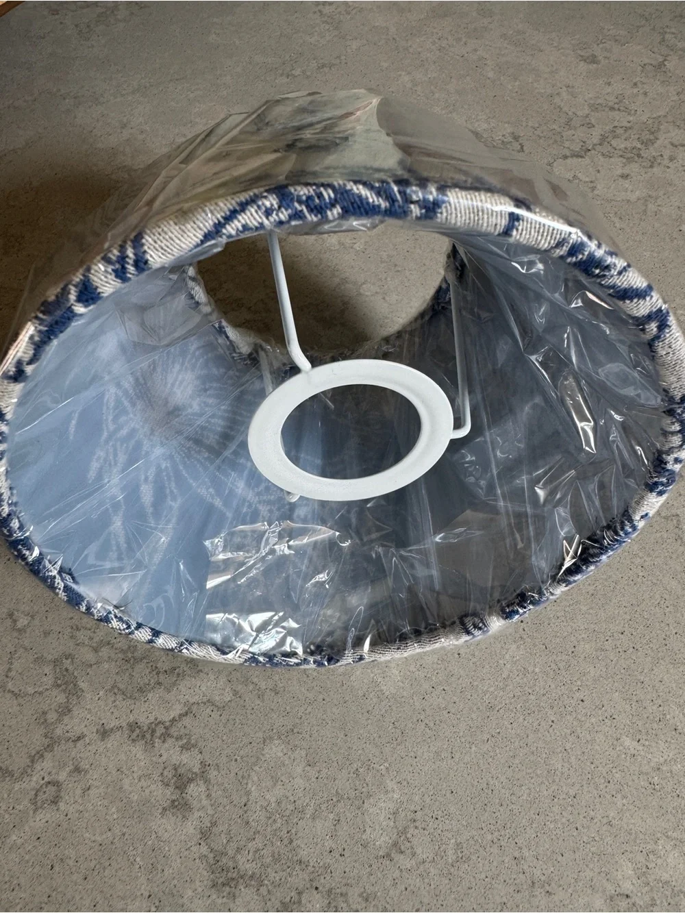 Blue Patterned Fabric Drum Lampshade - Home Accents